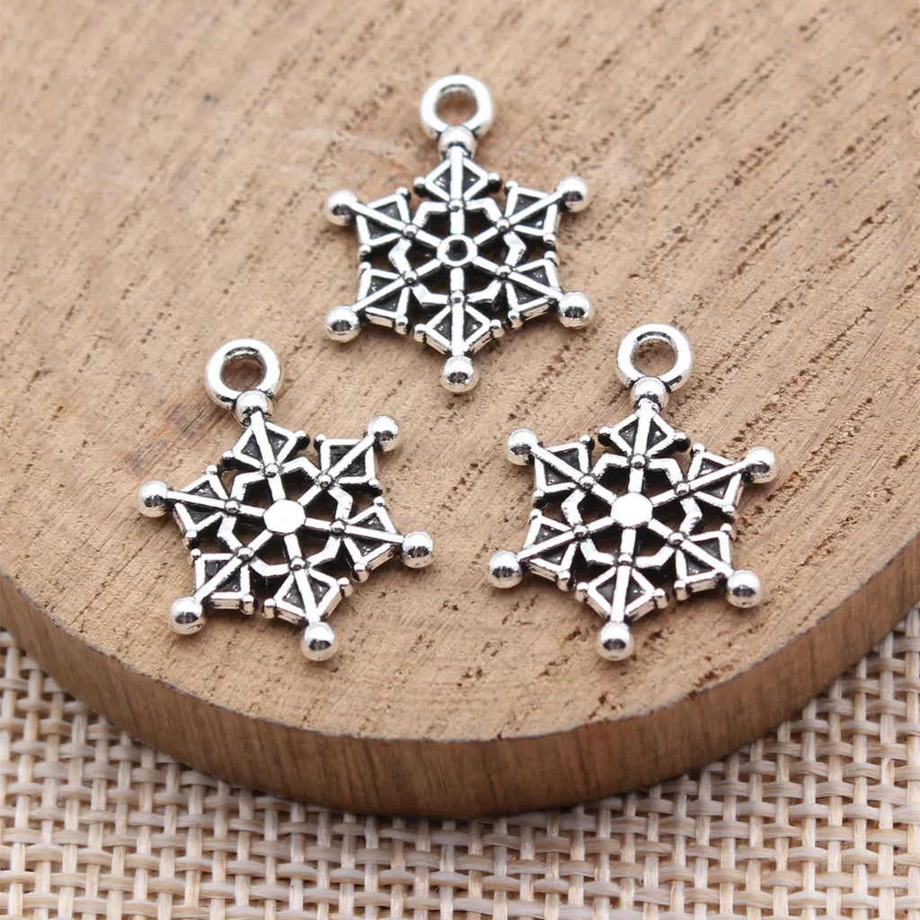 19x14mm 0.93g Antique Silver Zinc Alloy Snowflake Charm Pendant for DIY Necklace Bracelet Jewelry Making