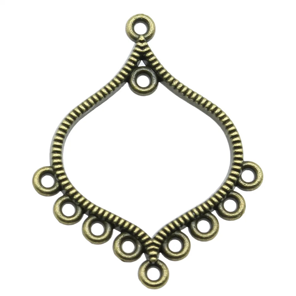37x31mm 1.9g Multicolor Zinc Alloy Diamond Shape Earring Connector Charms for DIY Earrings