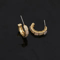 Vintage Spiral Cat Eye Stone Zircon Gold Hoop Stud & Clip On No Piercing Elegant Huggie Earrings