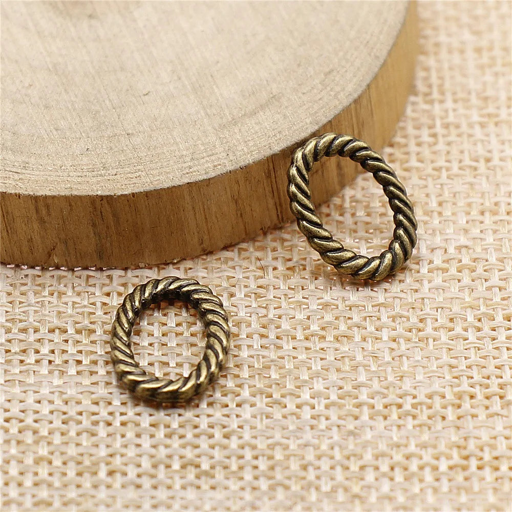 15x11mm 0.8g Multicolor Zinc Alloy Oval Rope Ring Charm Pendant for DIY Bracelet Necklace Making