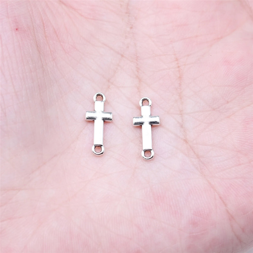 15x6mm 0.37g Antique Silver Zinc Alloy Cross Connector Charm for DIY Bracelet Necklace Making