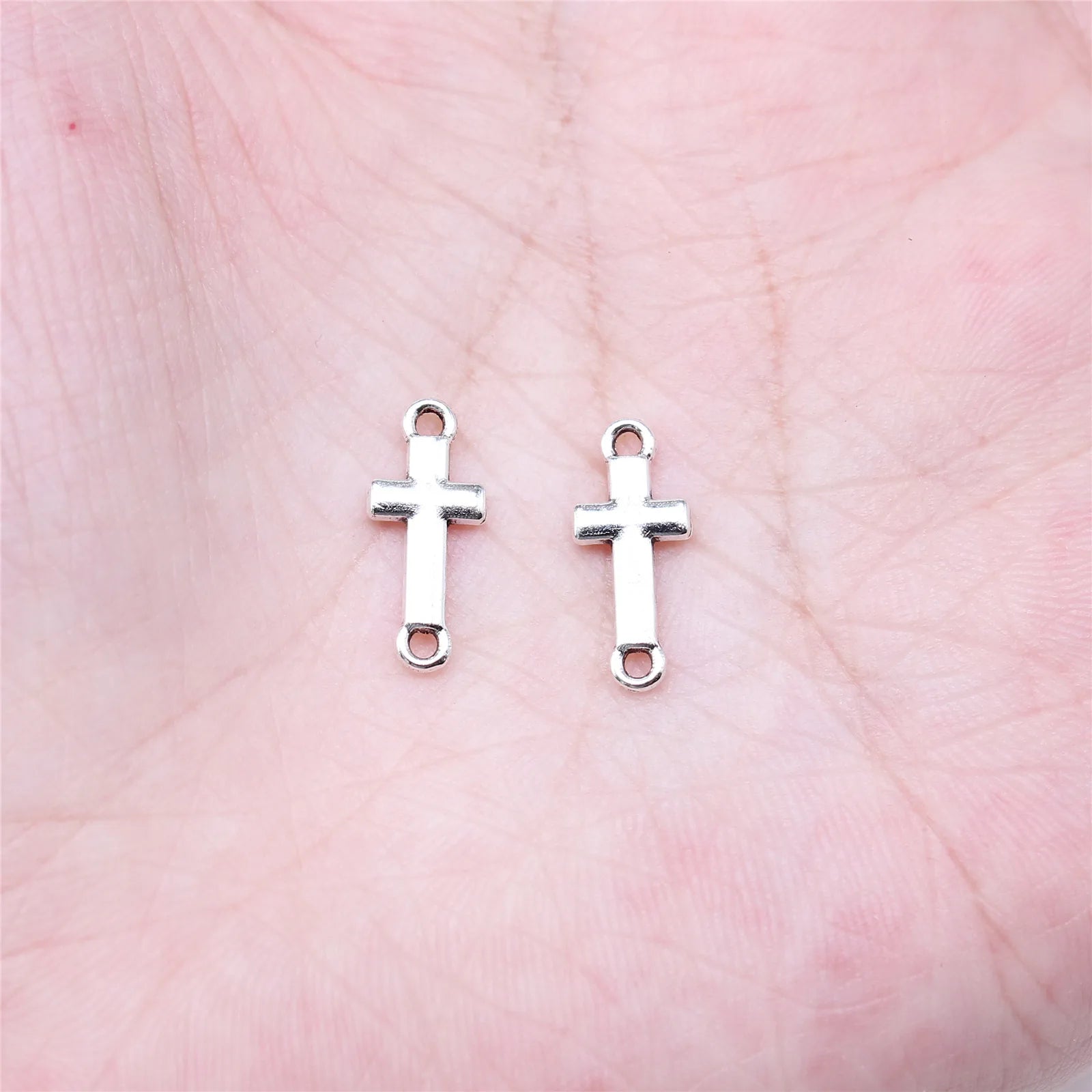 15x6mm 0.37g Antique Silver Zinc Alloy Cross Connector Charm for DIY Bracelet Necklace Making