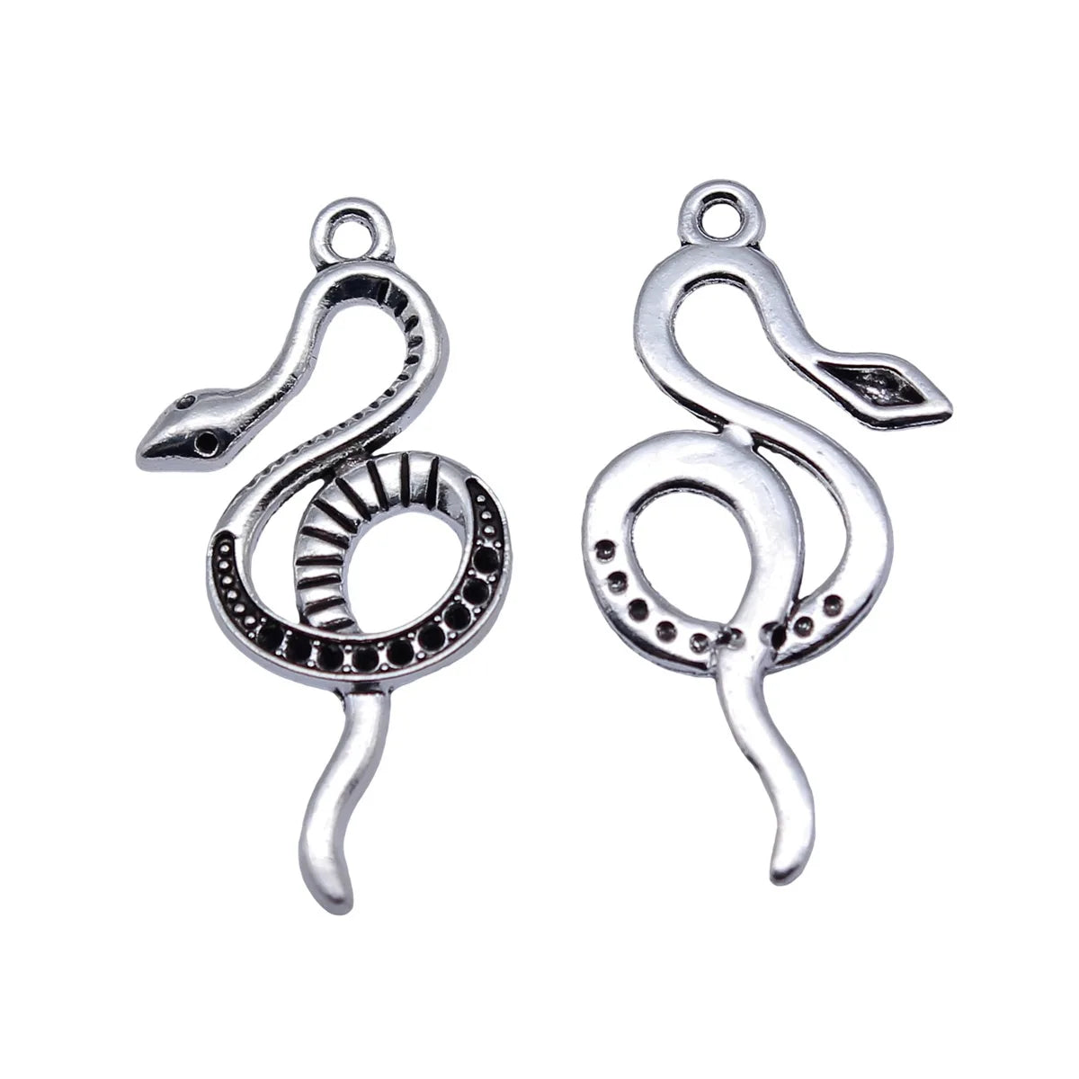 32x16mm 1.3g Antique Silver Zinc Alloy Snake Charm Pendant for Vintage DIY Jewelry Making