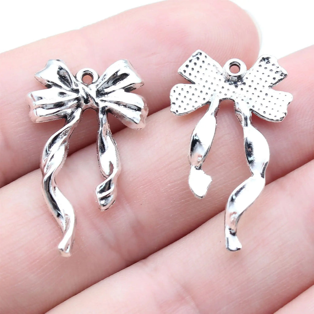 30x18mm 2.8g Zinc Alloy Bow Butterfly Charm Pendant Jewelry Findings for DIY Princess Style Accessories