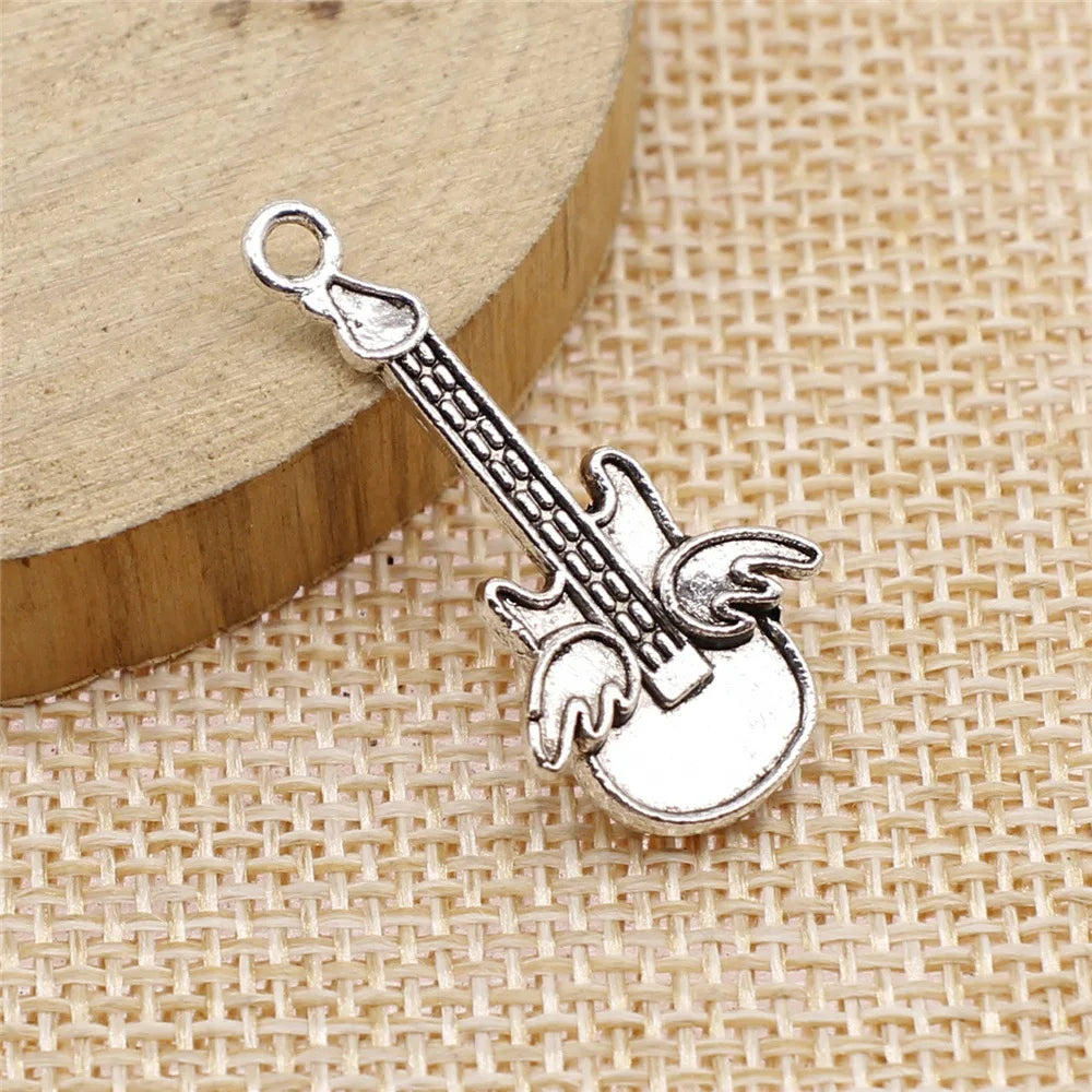 31x10mm 1.7g Multicolor Zinc Alloy Guitar Charm Pendant for DIY Music Theme Jewelry Making