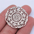 32x32mm 3.9g Multicolor zinc alloy Hollow Flower Filigree charm pendant for DIY earrings necklace