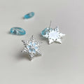 Fresh Sweet Silver Plated Copper Snowflake Stud Earrings Elegant Summer Designer Jewelry