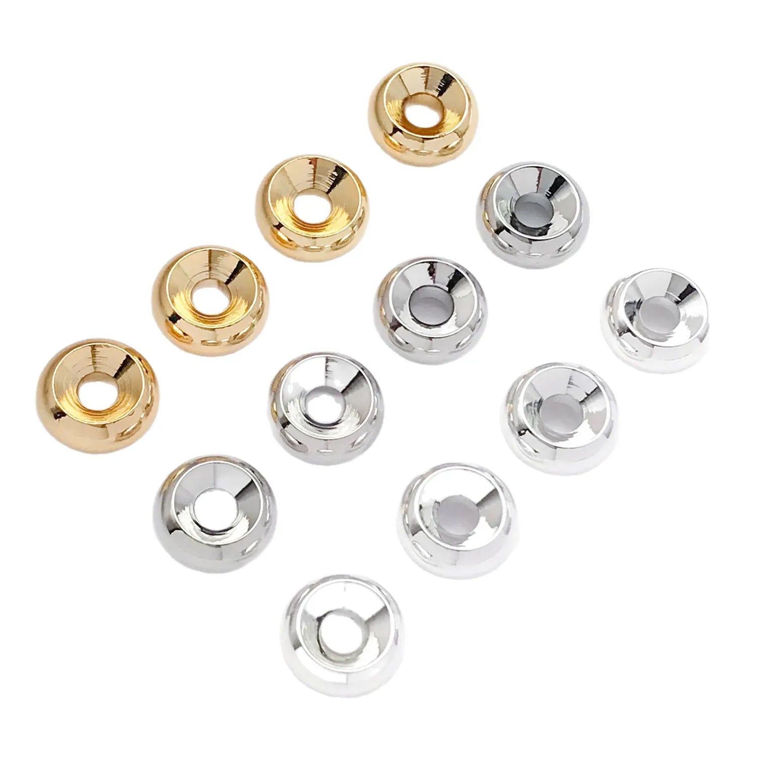 Copper Alloy 18K Gold Plated Double Wheel Spacer Bead for Bracelet Jewelry Making
