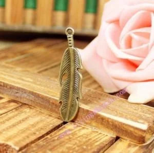 49x13mm Antique Silver Zinc Alloy Feather Charm Pendant for DIY Necklace Bracelet Jewelry Making