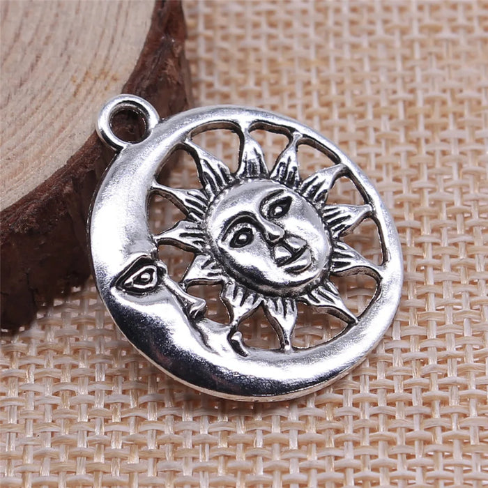 24x24mm 2.7g Multicolor Zinc Alloy Moon Sun Charm Pendant for DIY Necklace Bracelet Jewelry Making
