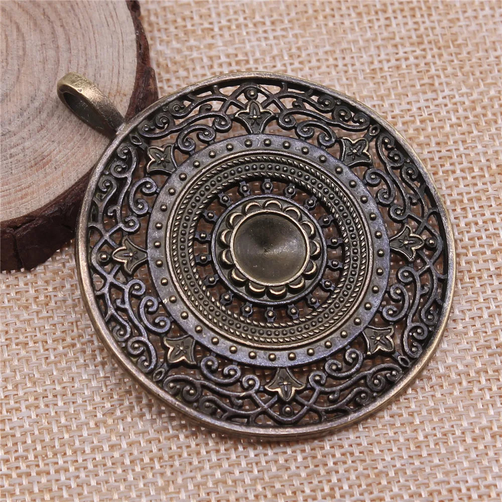 68x56mm 15.6g Zinc Alloy Mandala Pattern Charm Pendant for DIY Necklace Earring Jewelry Making