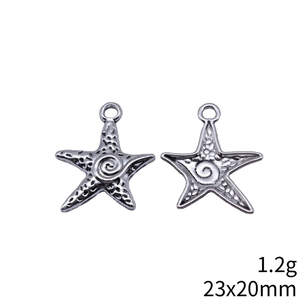 23x20mm 1.2g Multi Color Zinc Alloy Spiral Starfish Charm Pendant for DIY Ocean Jewelry Making