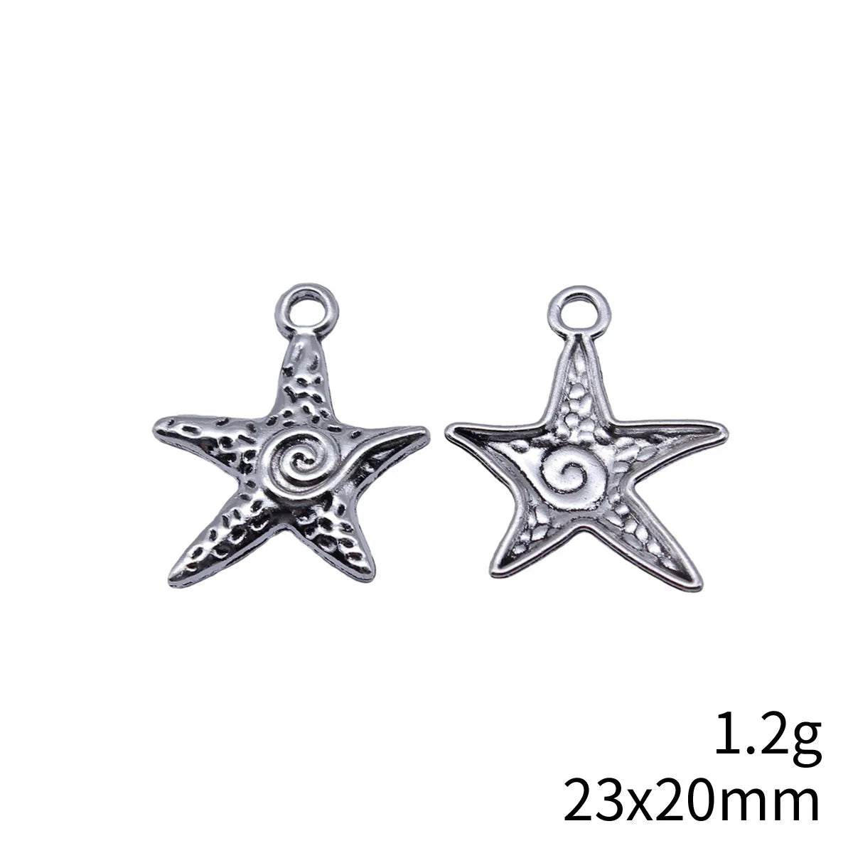23x20mm 1.2g Multi Color Zinc Alloy Spiral Starfish Charm Pendant for DIY Ocean Jewelry Making