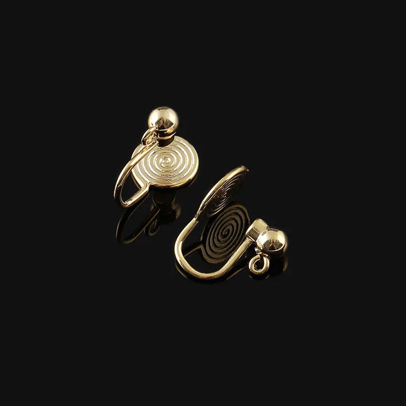 Elegant Gold Alloy Spiral Disc Stud & Clip On No Piercing Invisible Pain-Free Women's Fashion Earrings