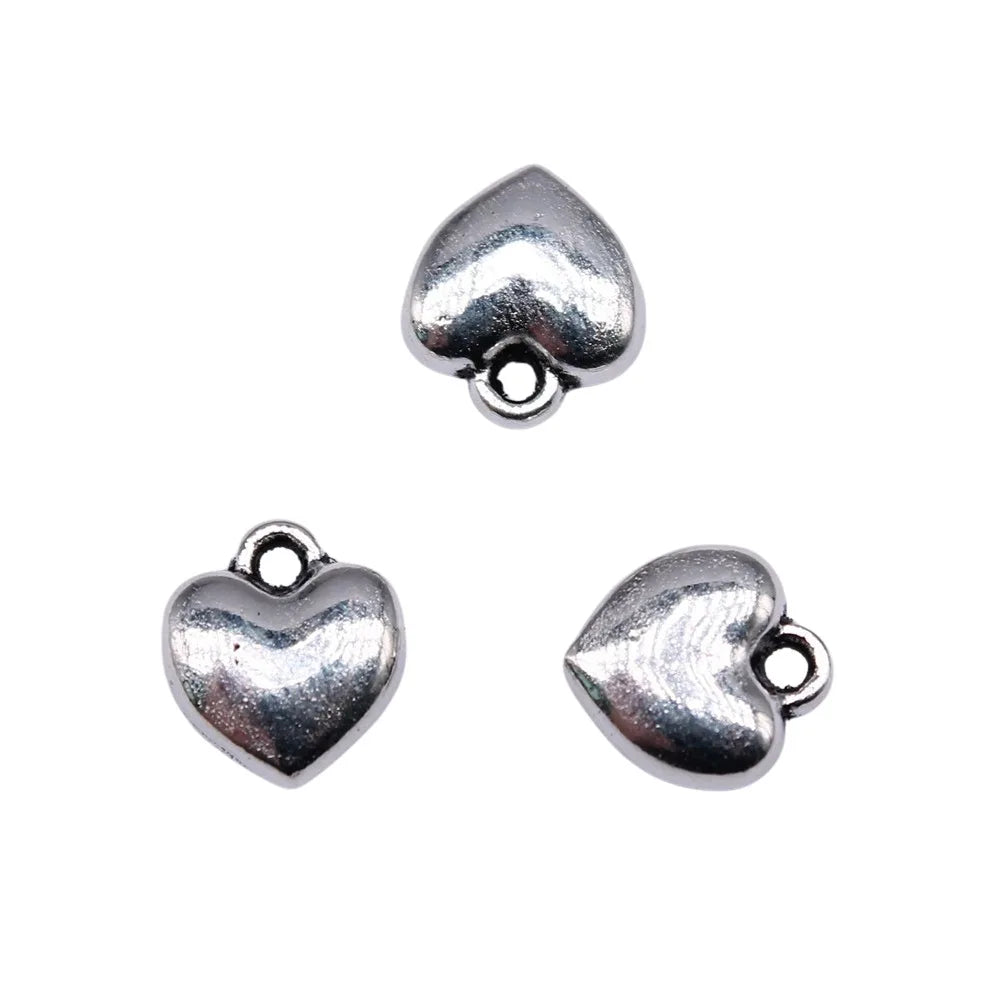 9x8mm 0.9g Multicolor zinc alloy 3D Heart charm pendant for DIY necklace bracelet making
