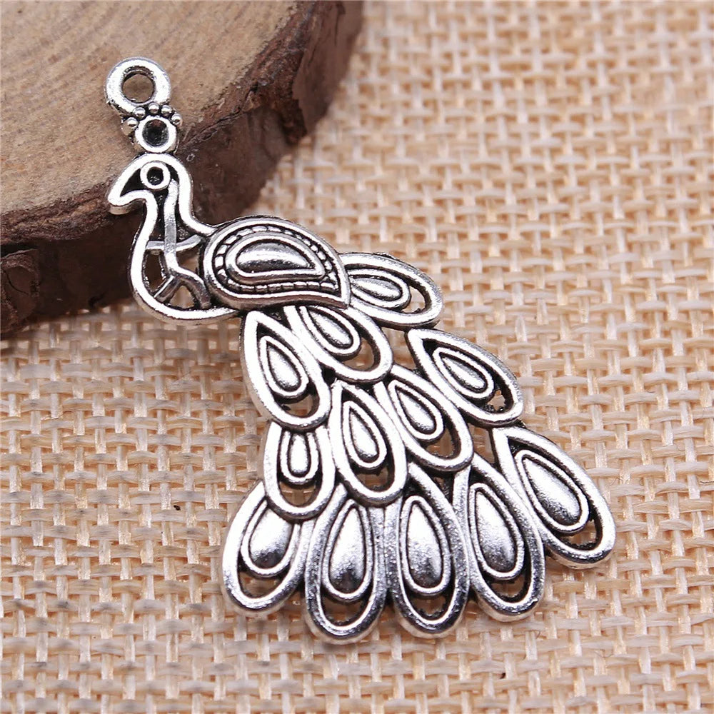 43x24mm 3.6g Multi Color Zinc Alloy Peacock Charm Pendant for DIY Necklace Bracelet Making