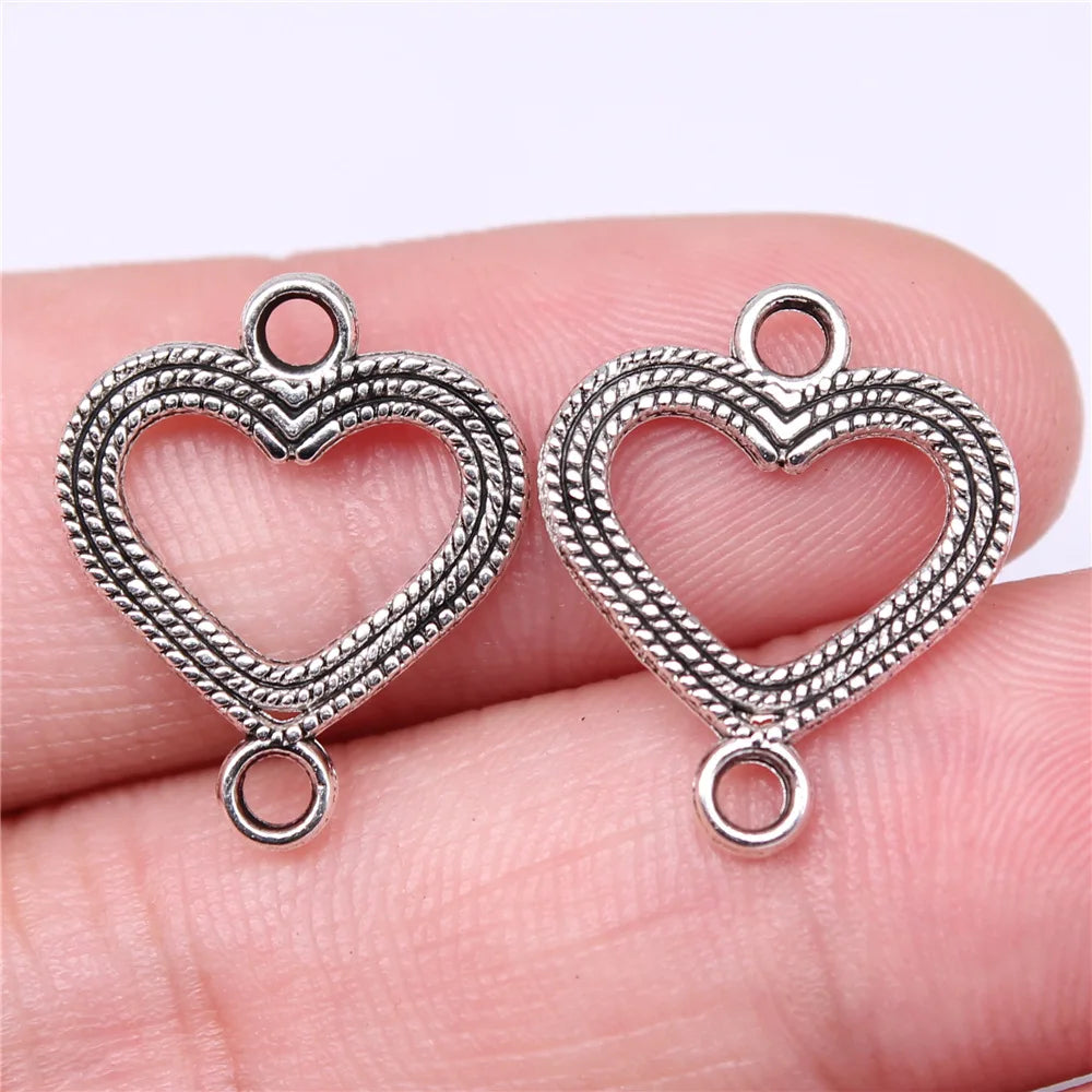 20x16mm 0.8g Antique Silver Zinc Alloy Heart Connector Charm for DIY Bracelet Necklace Making