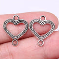 20x16mm 0.8g Antique Silver Zinc Alloy Heart Connector Charm for DIY Bracelet Necklace Making
