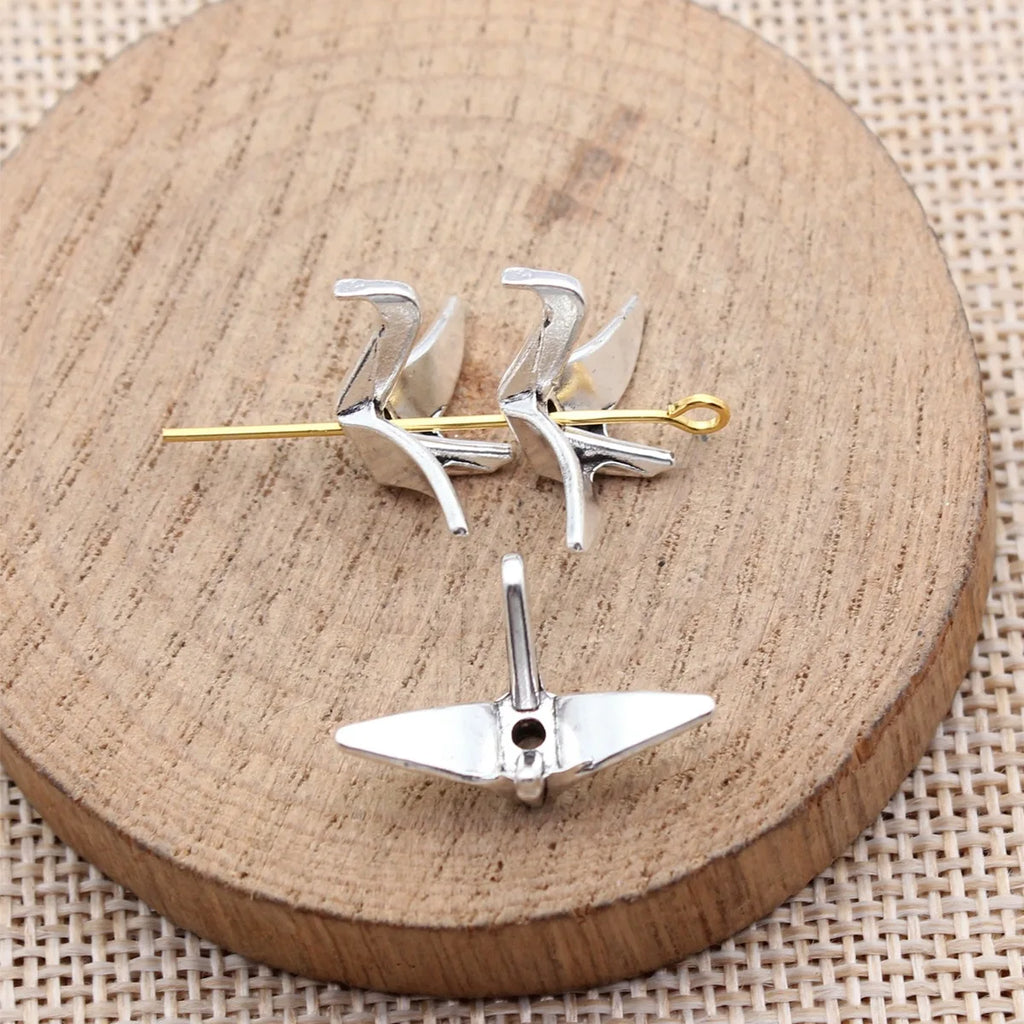 21x16x8mm 1.05g Multicolor Zinc Alloy 3D Paper Crane Loose Metal Beads for Bracelet DIY Jewelry Making