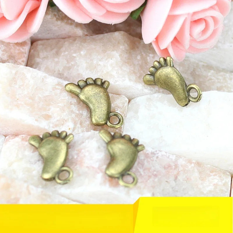 14x10MM Antique Silver Zinc Alloy Little Feet Charm Pendant for DIY Necklace Bracelet Jewelry Making
