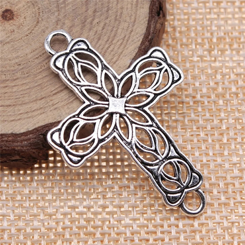 42x27mm 2.9g Antique Silver Zinc Alloy Cross Connector Charm for DIY Bracelet Necklace Jewelry Making