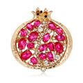 Elegant Pomegranate Brooch With Pink Rhinestones And Gold Alloy Fruit Design Lapel Pin For Suit Accessory