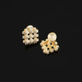 Elegant Gold Alloy Textured Woven Diamond Grid Stud & Clip On No Piercing Fashion Earrings