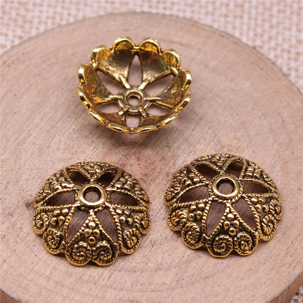 19x19x6mm 1.8g Multi-Color Zinc Alloy Large Flower Bead Caps for DIY Bracelet Necklace Jewelry Making