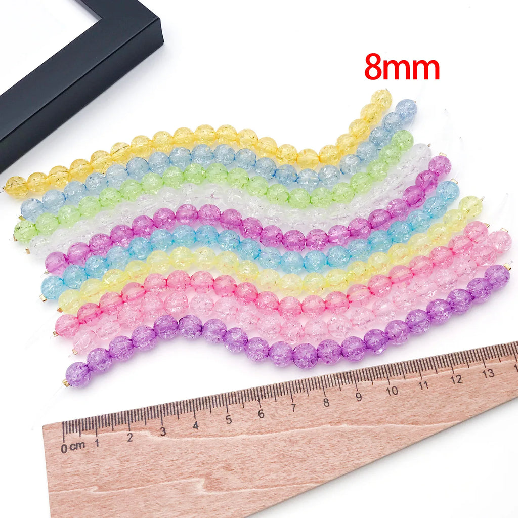 Transparent Acrylic Crackle Round Loose Beads for DIY Bracelet Necklace Jewelry Making