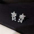 Micro Pave Zircon Star Meteor Copper Drop Earrings Minimalist Style Designer Jewelry