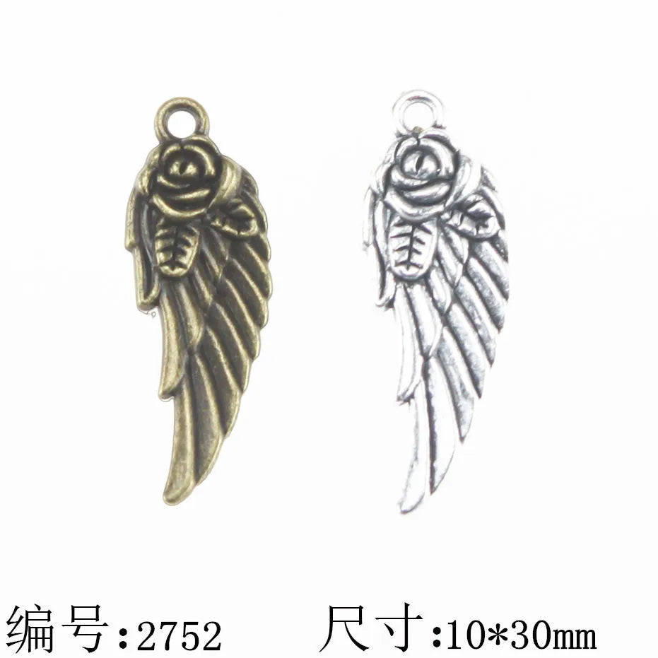 30x10MM Zinc Alloy Feather Charm Pendant for DIY Necklace Bracelet Jewelry Making