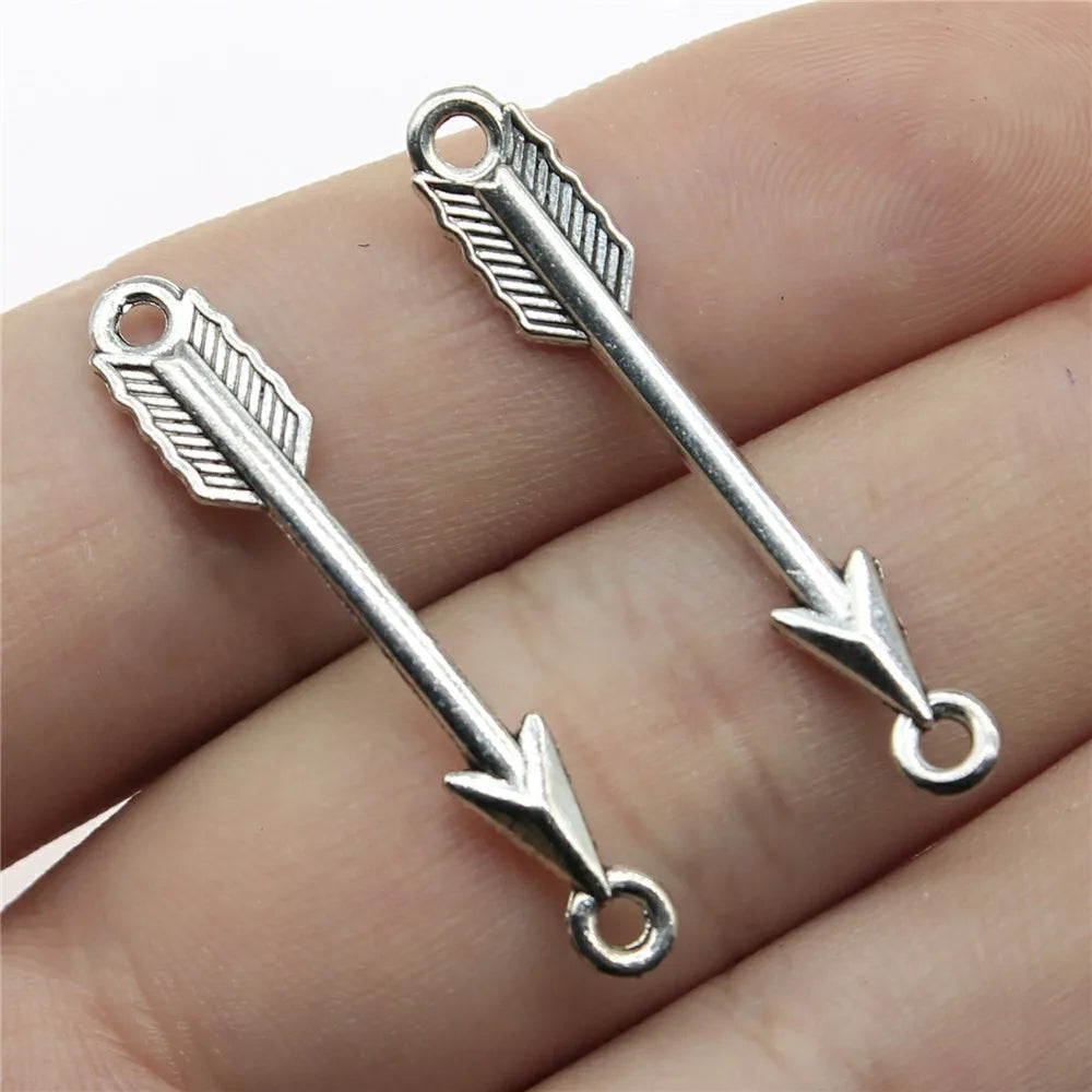 37x6mm 1.1g Multicolor Zinc Alloy Bow and Arrow Connector Charm for DIY Bracelet Necklace Making