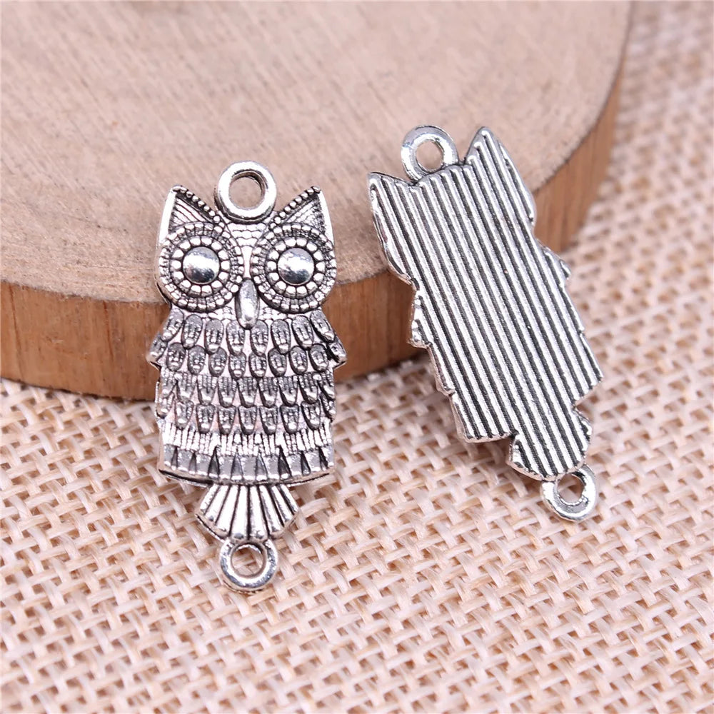 27x13mm 1.9g Antique Silver Zinc Alloy Owl Cat Charm Pendant for DIY Necklace Bracelet Jewelry Making