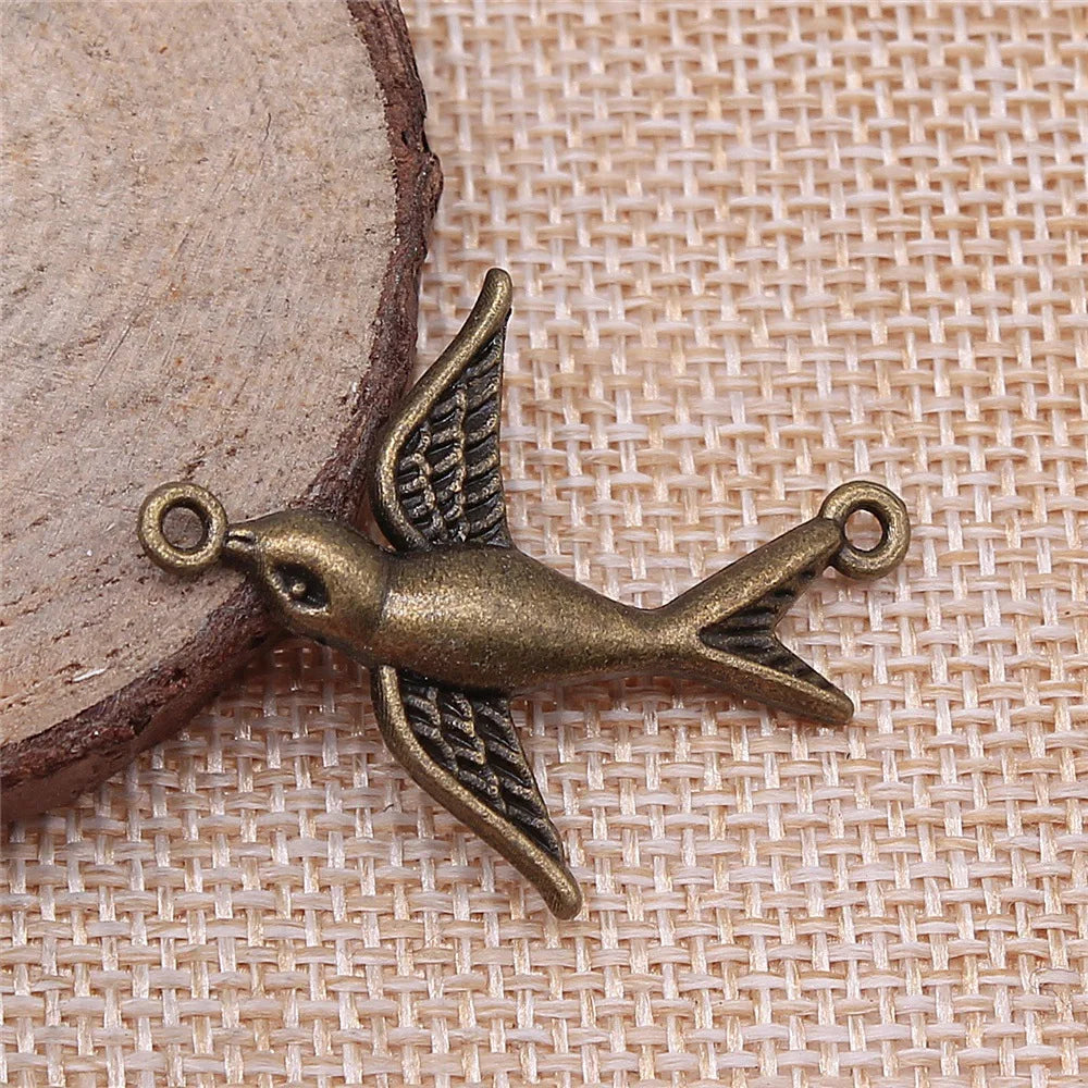 37x29mm 1.9g Multi Color Zinc Alloy Bird Connector Charm for DIY Bracelet Necklace Jewelry Making