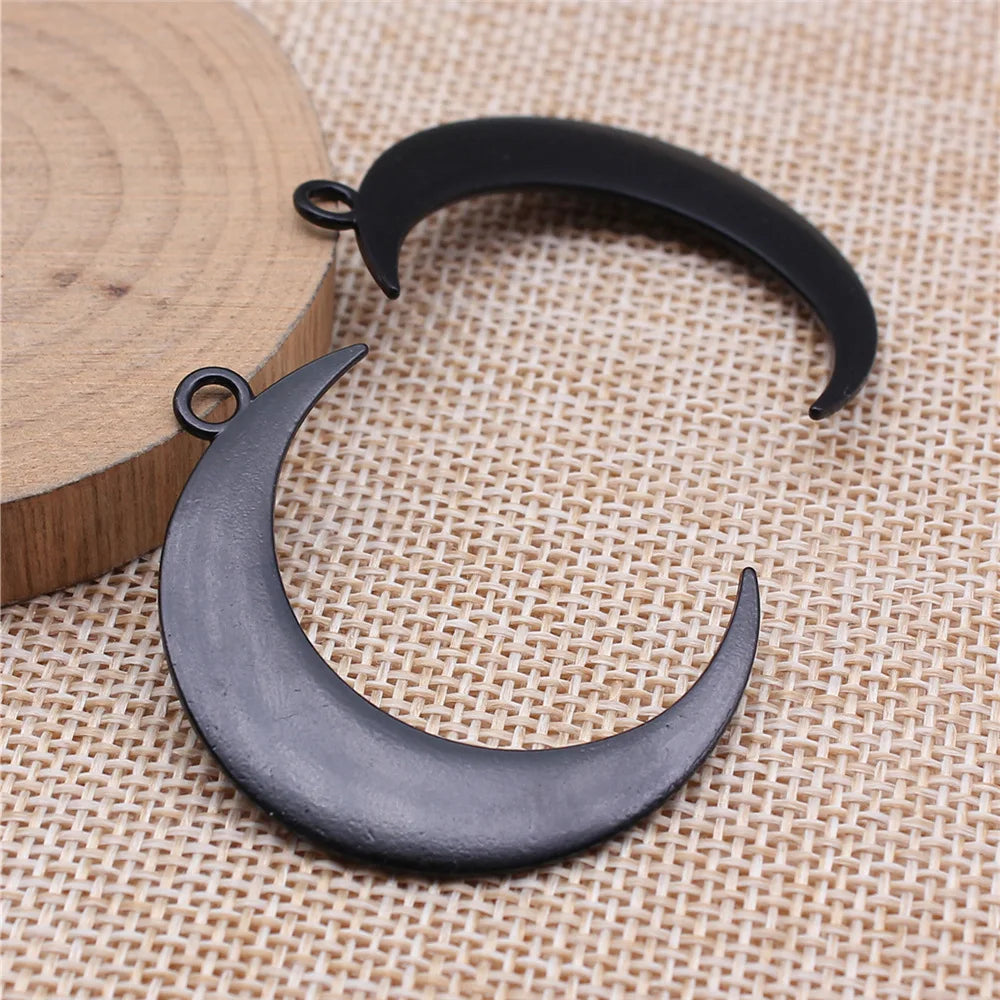 44x32mm 4.2g Black Zinc Alloy Gothic Large Moon Charm Pendant for DIY Necklace Bracelet Jewelry Making