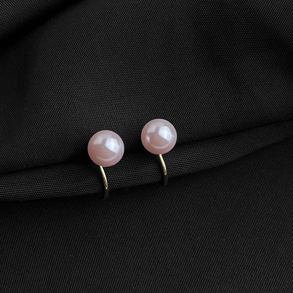 Gold Plated Faux Pearl Spiral Clip On Drop Earrings No Piercing Geometric Round Luxury Jewelry