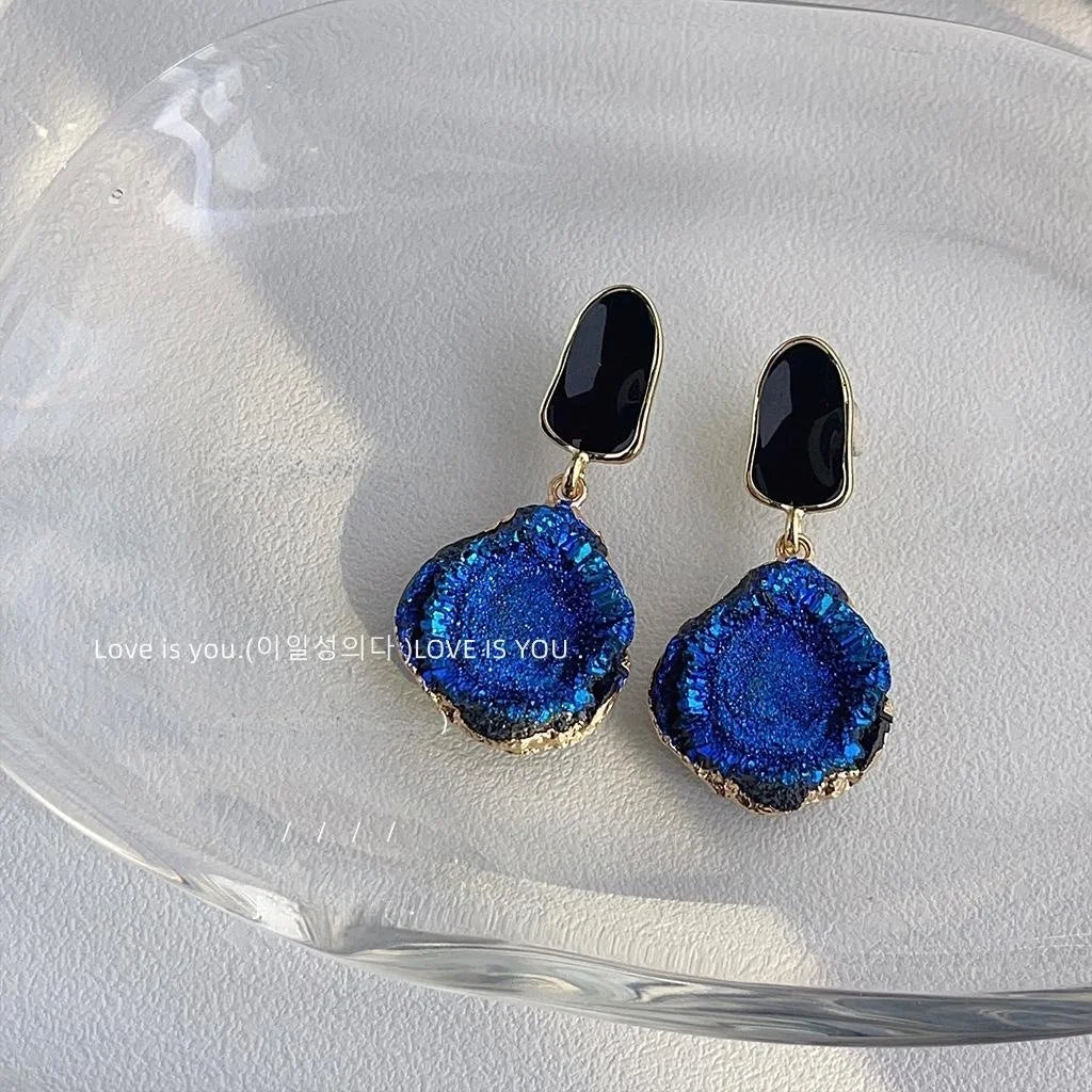 Vintage 14K Plated Copper Irregular Geometric Galaxy Stud Earrings For Women