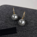 14K Gold Plated Copper Gray Glass Pearl Geometric Drop Earrings For Commuter Style