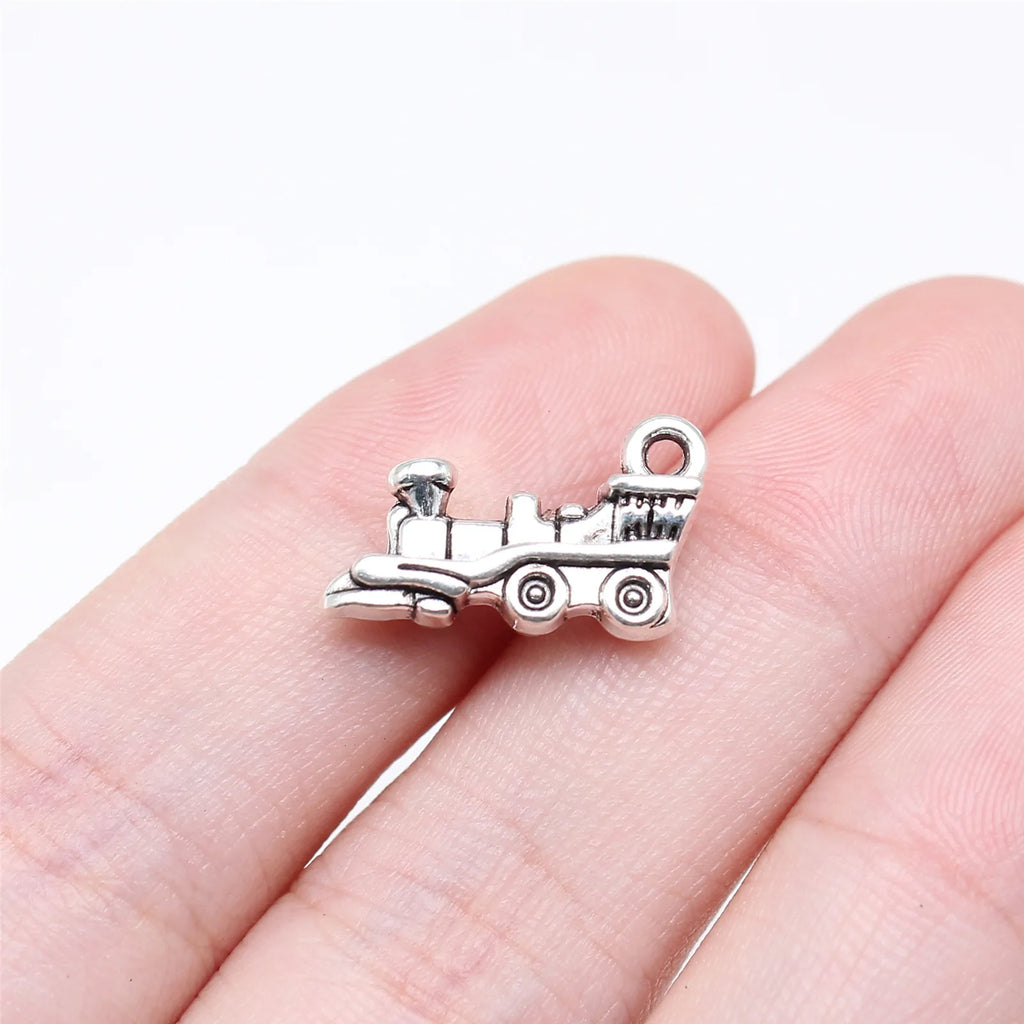 10x18mm 1.8g Antique Silver Zinc Alloy Locomotive Charm Pendant for DIY Train Theme Jewelry Making