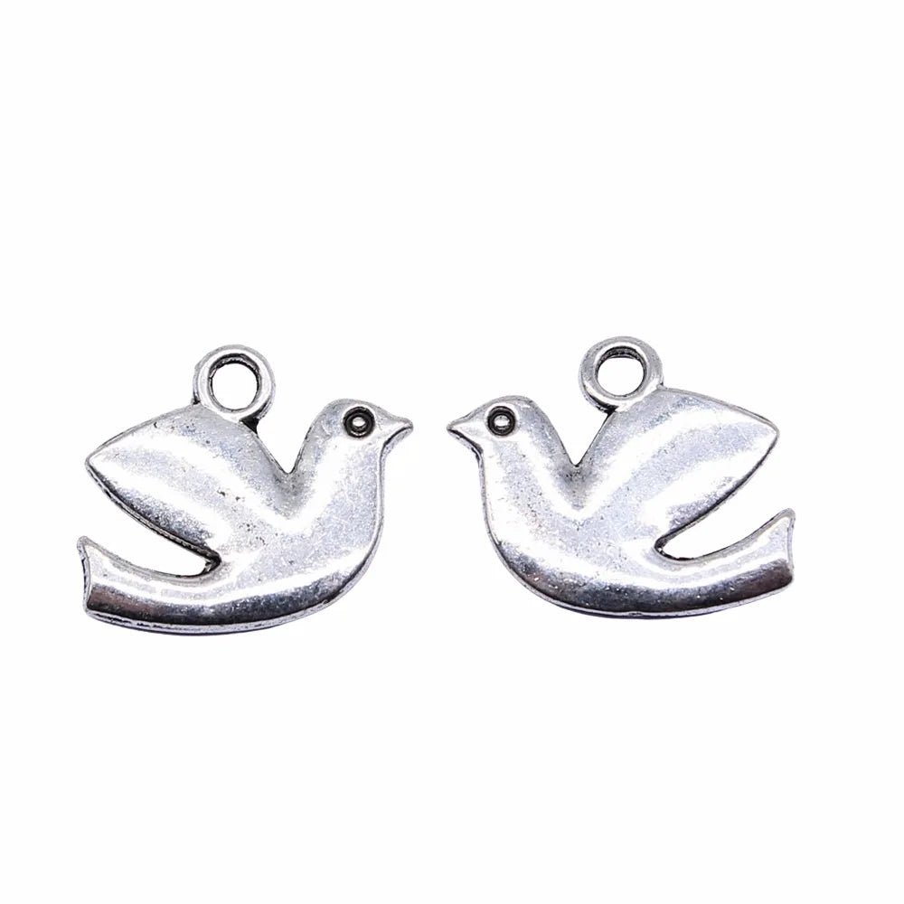 12x16mm 0.9g Multicolor Zinc Alloy Peace Dove Charm Pendant for DIY Necklace Bracelet Making