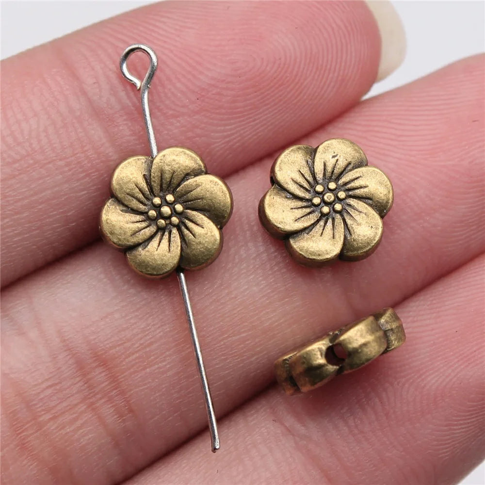10mm 1.4g Multicolor Zinc Alloy Flower Loose Metal Beads for Bracelet Necklace DIY Jewelry Making