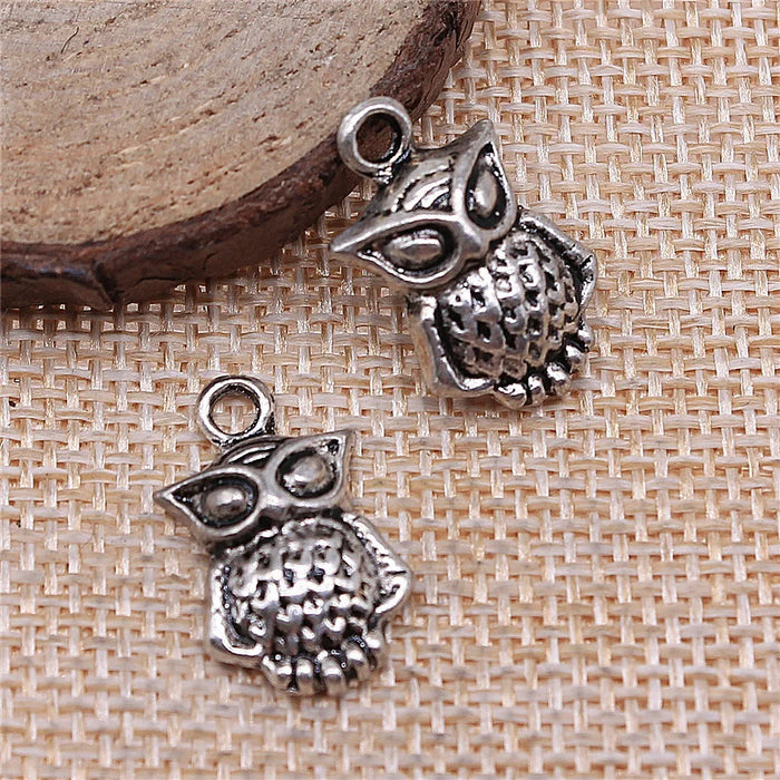 20x12mm 2g Antique Silver Zinc Alloy Owl Cat Charm Pendant for Handmade Necklace Bracelet DIY Jewelry
