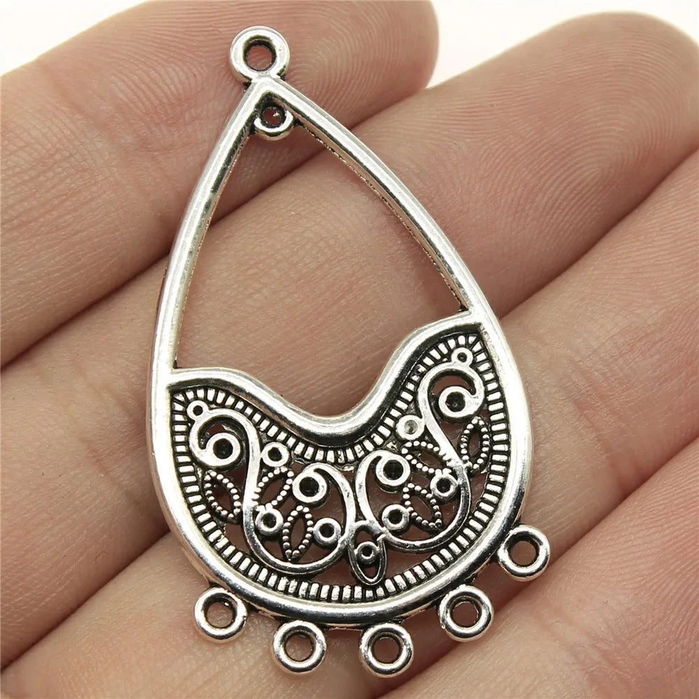 46x26mm 2.9g Multicolor Zinc Alloy Teardrop Earring Connector Charms for DIY Earrings Jewelry Making