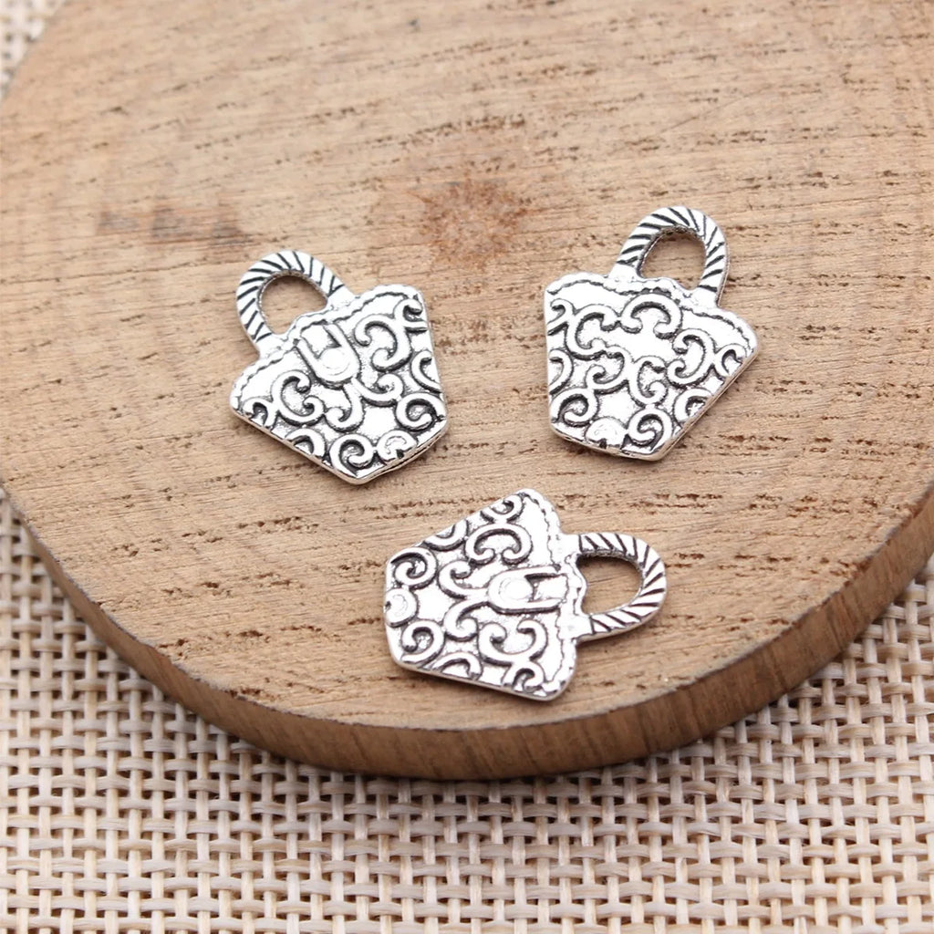 16x13mm 0.99g Antique Silver Zinc Alloy Handbag Purse Charm Pendant for DIY Jewelry Accessories