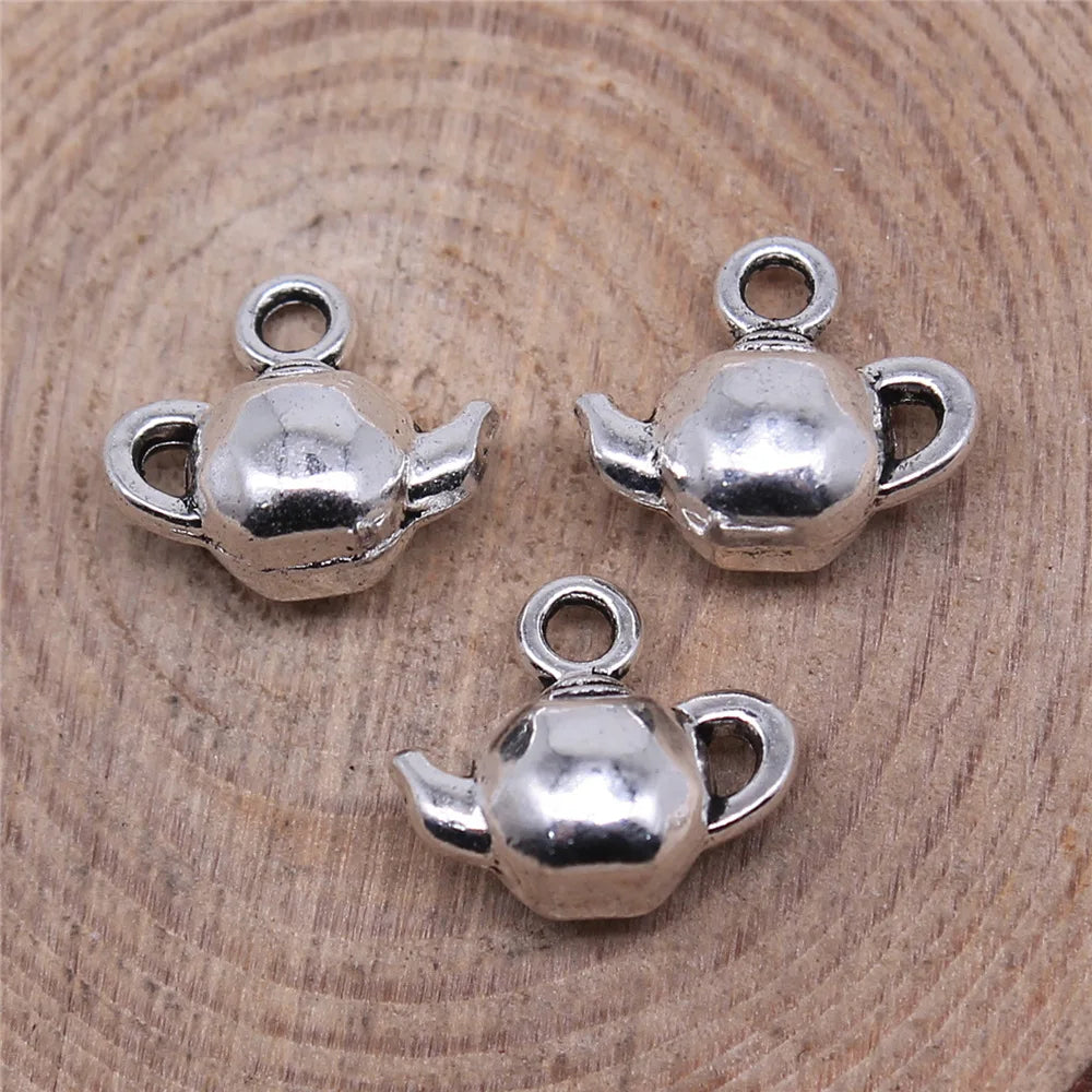 12x11mm 1.3g Antique Silver Zinc Alloy Teapot Charm Pendant for DIY Bracelet Necklace Earring Making