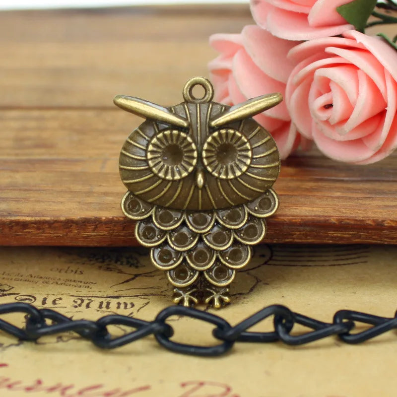 34x24MM Antique Silver Zinc Alloy Owl Charm Pendant for DIY Necklace Bracelet Jewelry Making