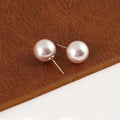 Large Light Pink Round Pearl Stud & Clip On No Piercing Elegant Minimalist 14mm Women's Earrings