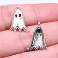 20x14mm 1.2g Antique Silver Zinc Alloy Ghost Charm Pendant for Halloween DIY Jewelry Making