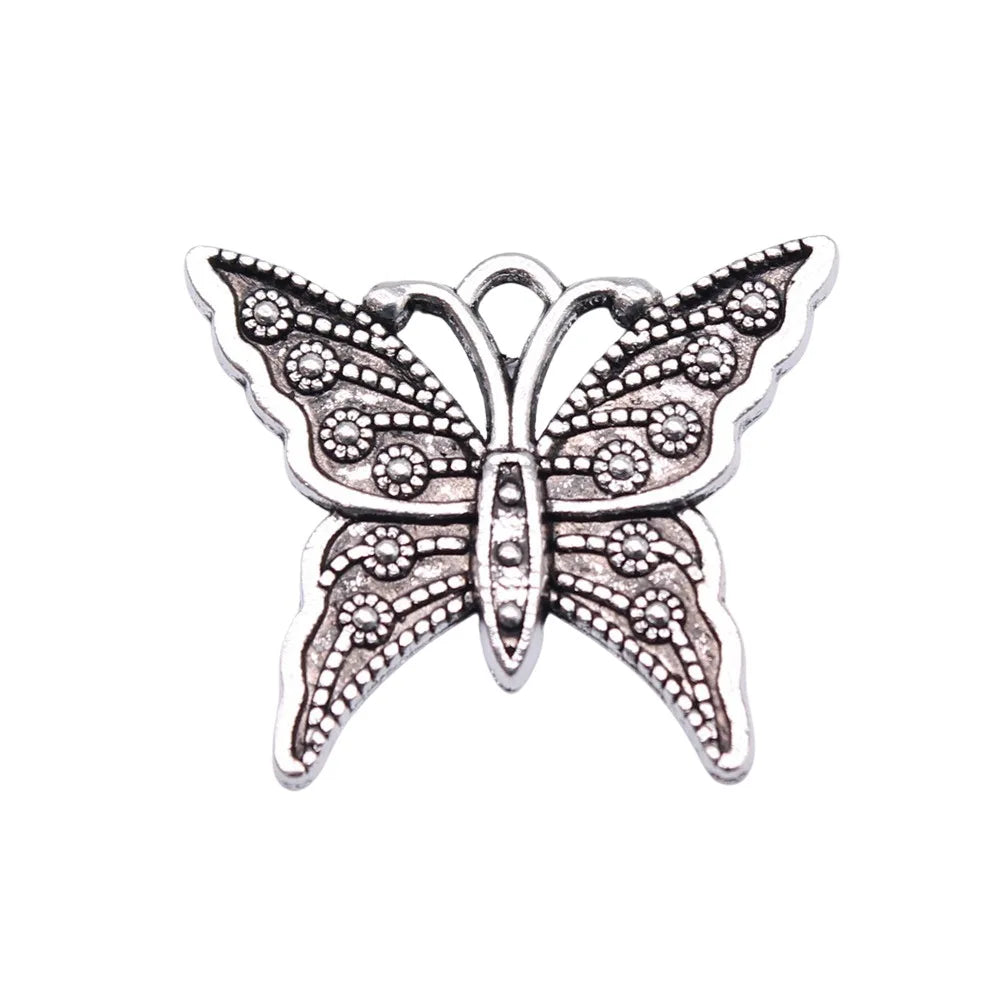 25x21mm 1.5g Antique Silver Zinc Alloy Butterfly Charm Pendant for DIY Necklace Bracelet Jewelry Making
