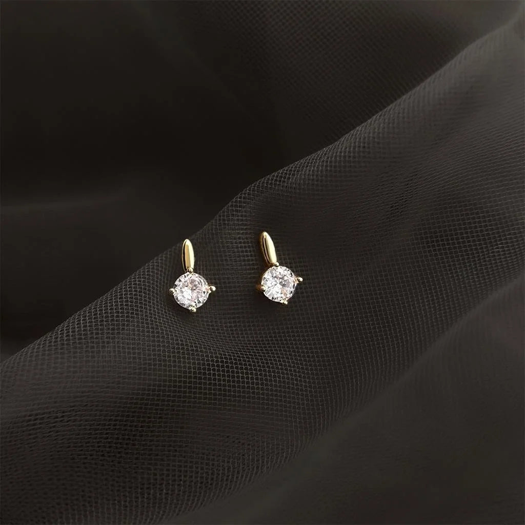 Mini Zircon Stud Earrings With Silver Plated Posts Simple Round Geometric Earrings For Women